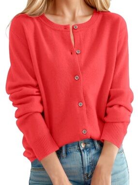Essentials Vibrant Pink Button-Front Cardigan